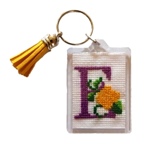 E Floral Keyring